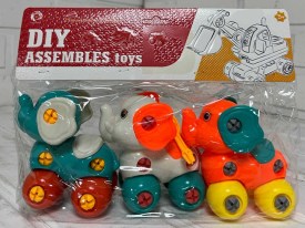 Set 3 elefantitos con ruedas de construccion